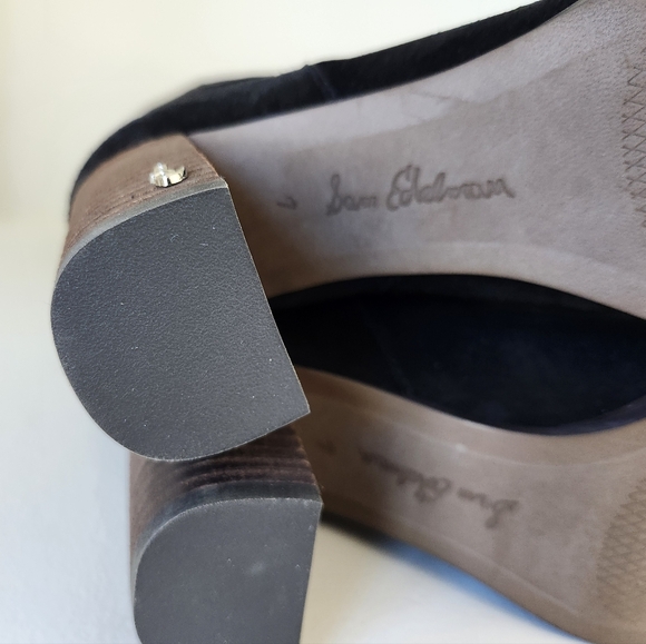 Sam Edelman Olly River Black Distress Suede square Toe Pull on Knee High Size 7 - Picture 7 of 10